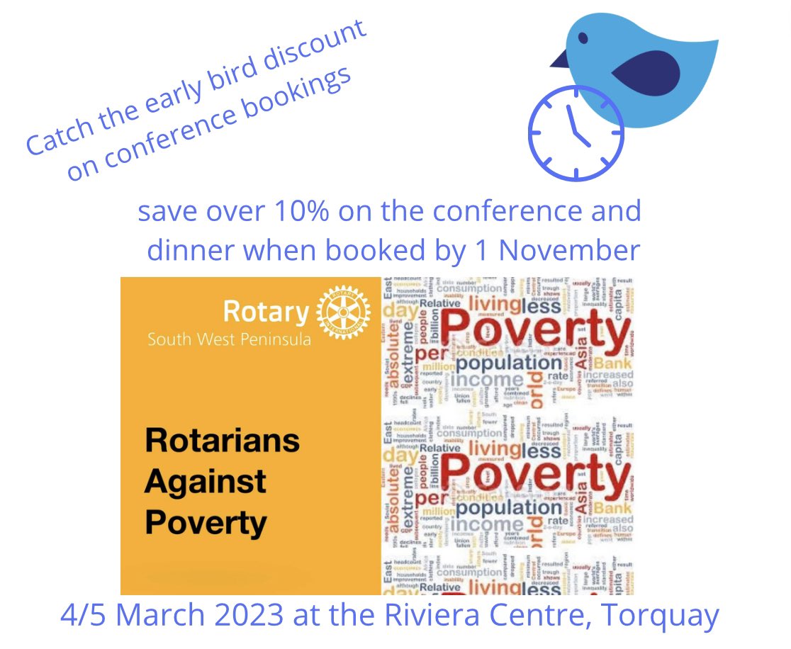 rotary1175's tweet image. Book early to save and be there to be inspired by projects that make a difference in alleviating poverty locally and across the globe. #AgainstPoverty #ImagineRotary 
▶️ 1175districtconferencetorquay.org