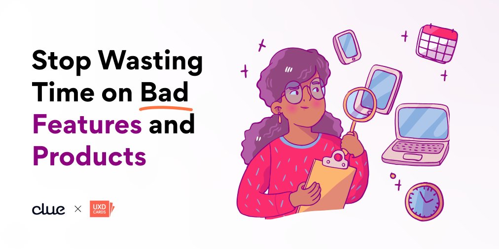 greatclue's tweet photo. Are you wasting time on a bad product?
Read in the comments below! 👇

Discover UXDCards®, an innovative method deck of cards aimed at developing UX skills: https://t.co/d8dDBXoIrP

#ux #uxui #uxdesign #designer https://t.co/3fQO66HAuA