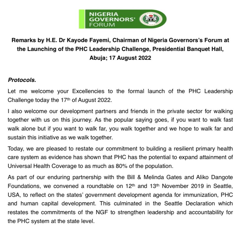 kfayemi's tweet photo. REMARKS AT THE LAUNCHING OF THE PHC LEADERSHIP CHALLENGE 

Presidential Banquet Hall, Abuja  |  17 August 2022

Full Text Here: https://t.co/cAGEm6IA7s https://t.co/BpRLmaoUyM