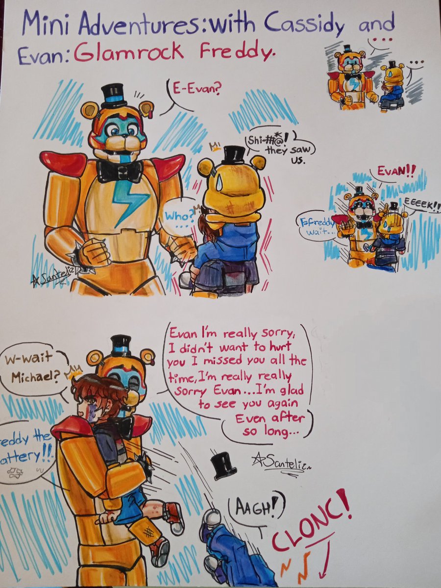Pingail08's tweet photo. Mini adventures  with Cassidy and Evan :Glamrock Freddy .
Mini comic...#fnafsecuritybreach #FNAF #glamrockfreddy #evanafton #cassidyfnaf #fivenightsatfreddys https://t.co/pl9sGCtvmC
