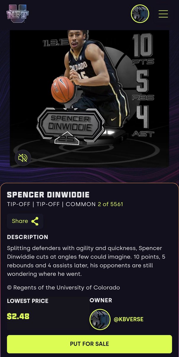 Traded 2 high mint numbers for a #2 Dinwiddie, I say it was worth it 💯🥳💪 @_NFTU @RecurForever #Challenge