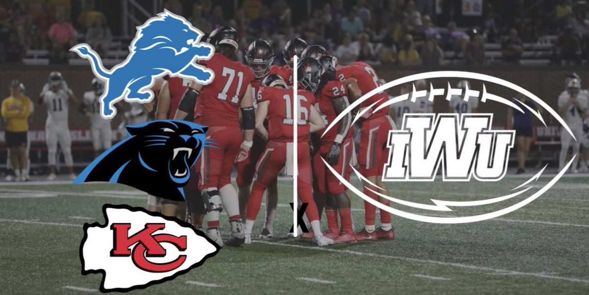 IndWesleyan_FB's tweet photo. Thank you to the @Lions , @Panthers , and @Chiefs for stopping by and evaluating some of our talent over the last week of training camp‼️ 

#CLIMB⛰ x #STP⛏

@NFL 
@IndWes 
@IWUWildcats https://t.co/XGd0NTaBQ1
