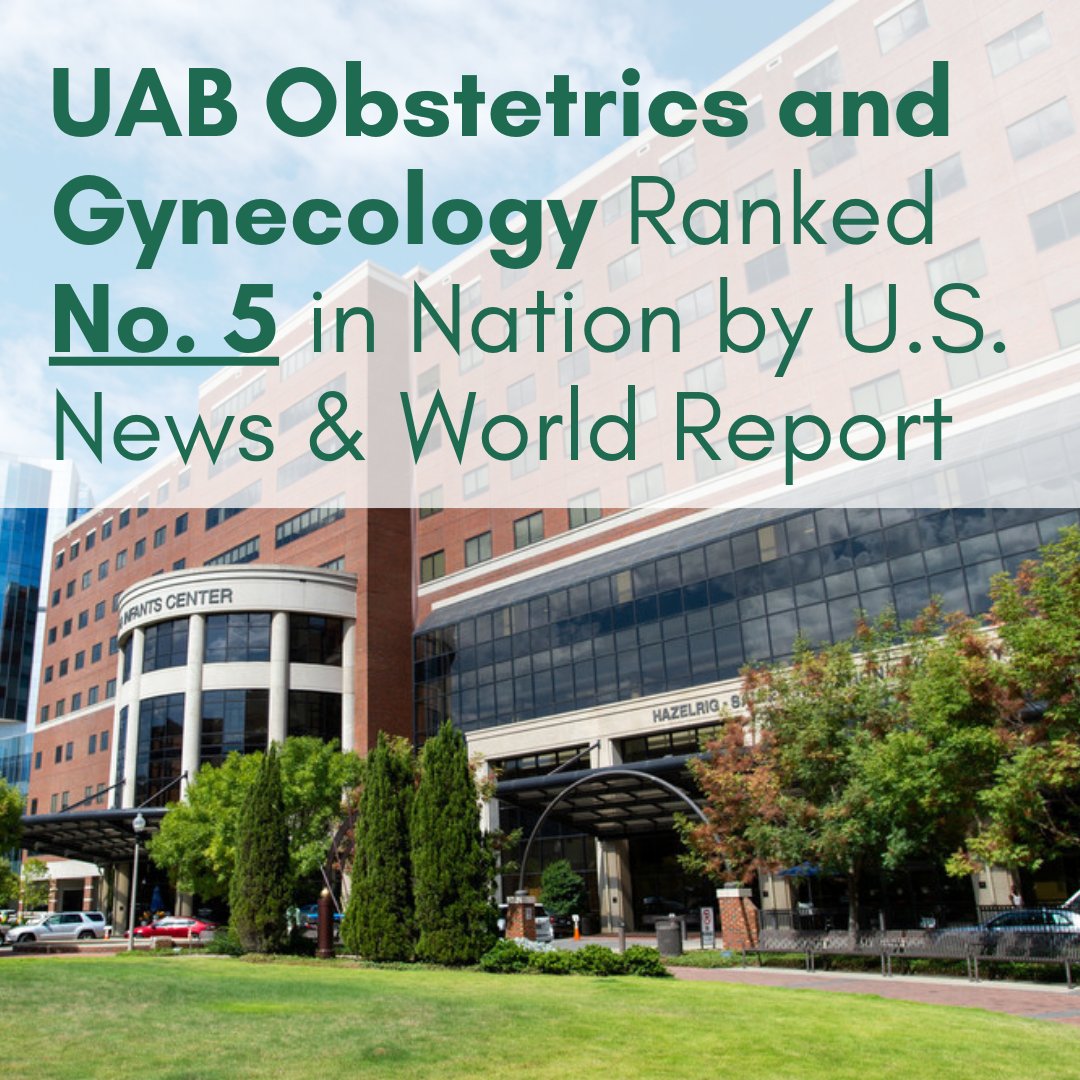 Have you heard? 👂

UAB Obstetrics and Gynecology ranked No. 5 in the nation by U.S. News &amp; World Report - one of the highest rankings in #UAB history!

Read More: bit.ly/3QySaLM

<a href="/usnews/">U.S. News & World Report</a> <a href="/uabmedicine/">UAB Medicine</a> <a href="/UABNews/">UAB</a> <a href="/UABHeersink/">UAB Heersink School of Medicine</a> <a href="/boardobgyn/">American Board of Obstetrics & Gynecology (ABOG)</a> <a href="/ALPublicHealth/">Alabama Public Health</a> #obgyn #MedTwitter