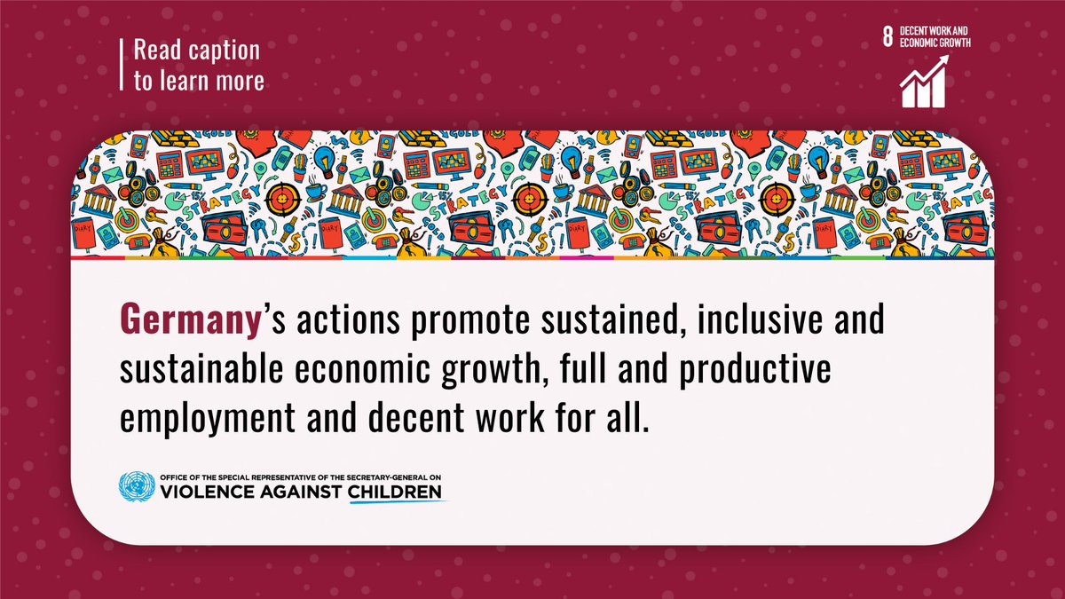 UN_EndViolence's tweet photo. 🇺🇳#SDGofTheMonth

In #Germany, the #SexualViolenceAgainstChildren Act was adopted, criminal offences were defined, and the associated penalties increased with the entry into force of this law.

🔗Learn More: https://t.co/l3AyKS3LKF

#DecentWork #EconomicGrowth #GlobalGoals #SDG8 https://t.co/KTyNuVVEeM