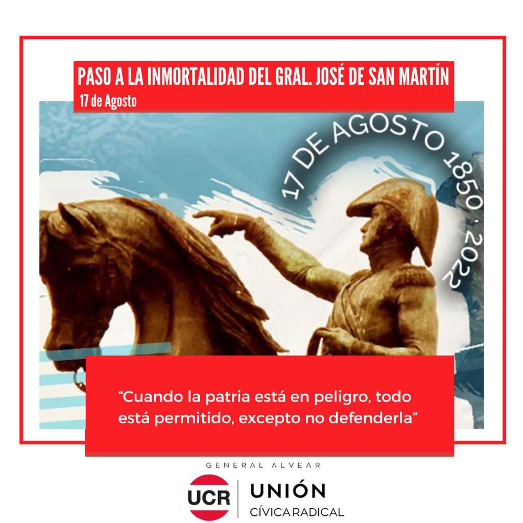 AlvearGral's tweet photo. El 17 de agosto se conmemora el paso a la inmortalidad de José de San Martín, “Padre de la Patria" 🇦🇷

Fue el libertador de Argentina, Chile y Perú, figura crucial en las guerras de la independencia hispanoamericana 🇦🇷 https://t.co/qPQp2sLngE