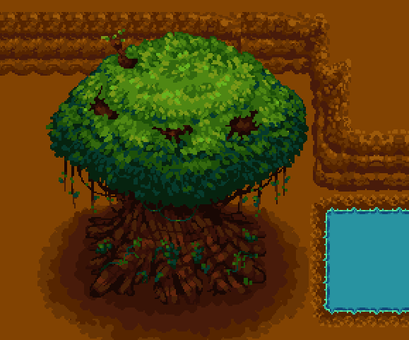 Mayuthegame's tweet photo. Made a massive banyan tree, testing out what it looks like with some tiles :o 

#pixelart #gamedev https://t.co/7k8lSWq4pI