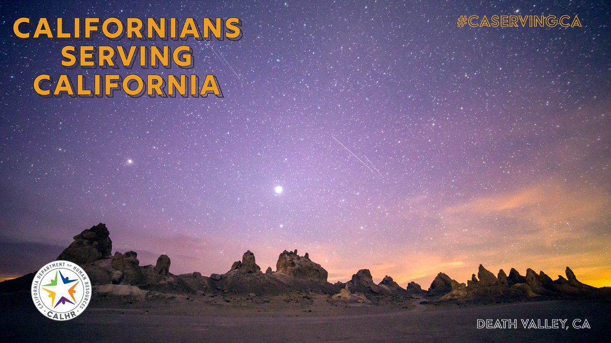 CalHR_gov's tweet photo. See the stars or spot the international space station during your next nighttime trip to #DeathValley. The cosmos isn’t far with this dazzling #CAServingCA virtual background. Download today: https://t.co/hnTaWZEts5 https://t.co/qyPsGw8YdG
