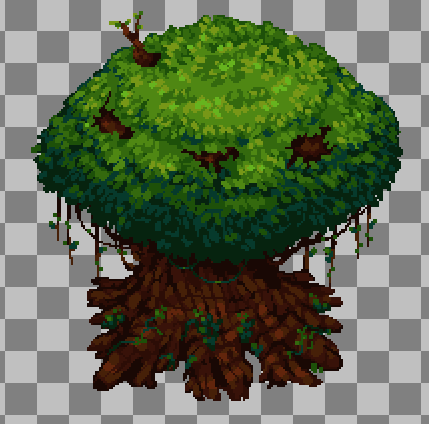 Mayuthegame's tweet photo. Made a massive banyan tree, testing out what it looks like with some tiles :o 

#pixelart #gamedev https://t.co/7k8lSWq4pI