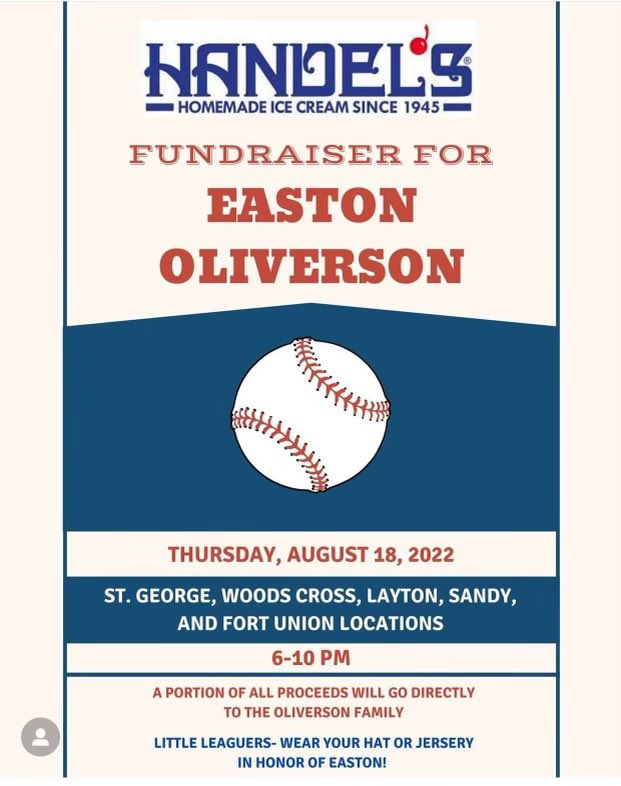 blairfrei3's tweet photo. Get out and support Easton if you can. This is for all Handels locations in Utah! Let’s rally around the Oliverson family and the @snowcanyon2022 https://t.co/93QUVOqUso