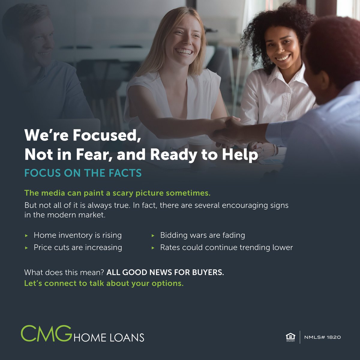 KOsbornCMG's tweet photo. It's easy to feel overwhelmed about the housing market right now, which is why it's so important to stay focused on FACTS! Don't panic, we're here and ready to help.

#housingmarket #mortgage #interestrates #RateHike #homeloans https://t.co/m3D1o5kBWx