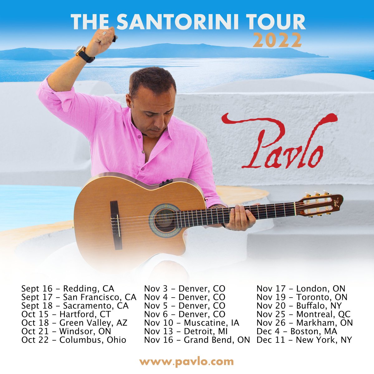 The Santorini tour starts in a month. See you in your city 🙏❤️