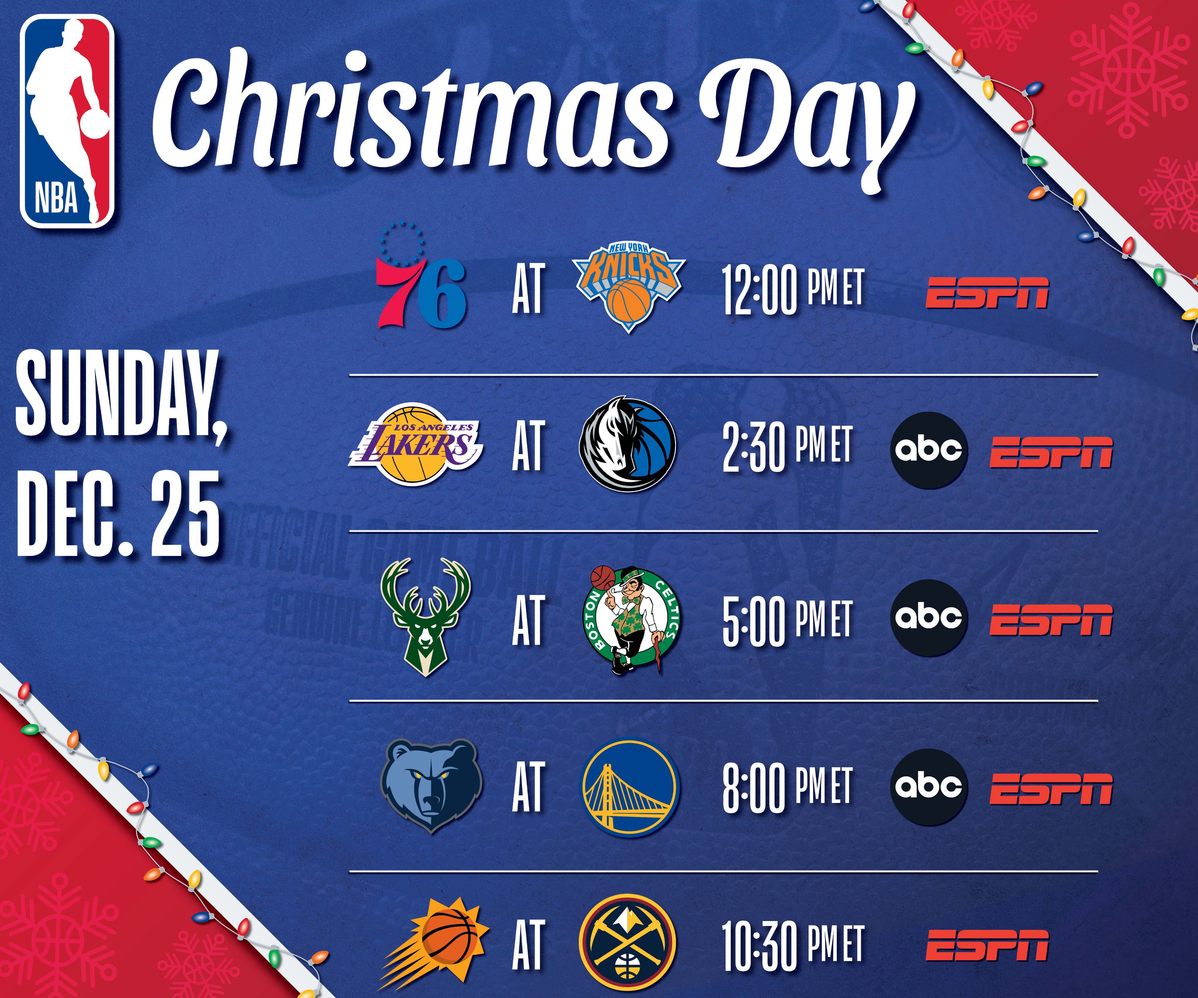 NBA Christmas Day 2022 - Schedule, how to watch/stream games - ESPN