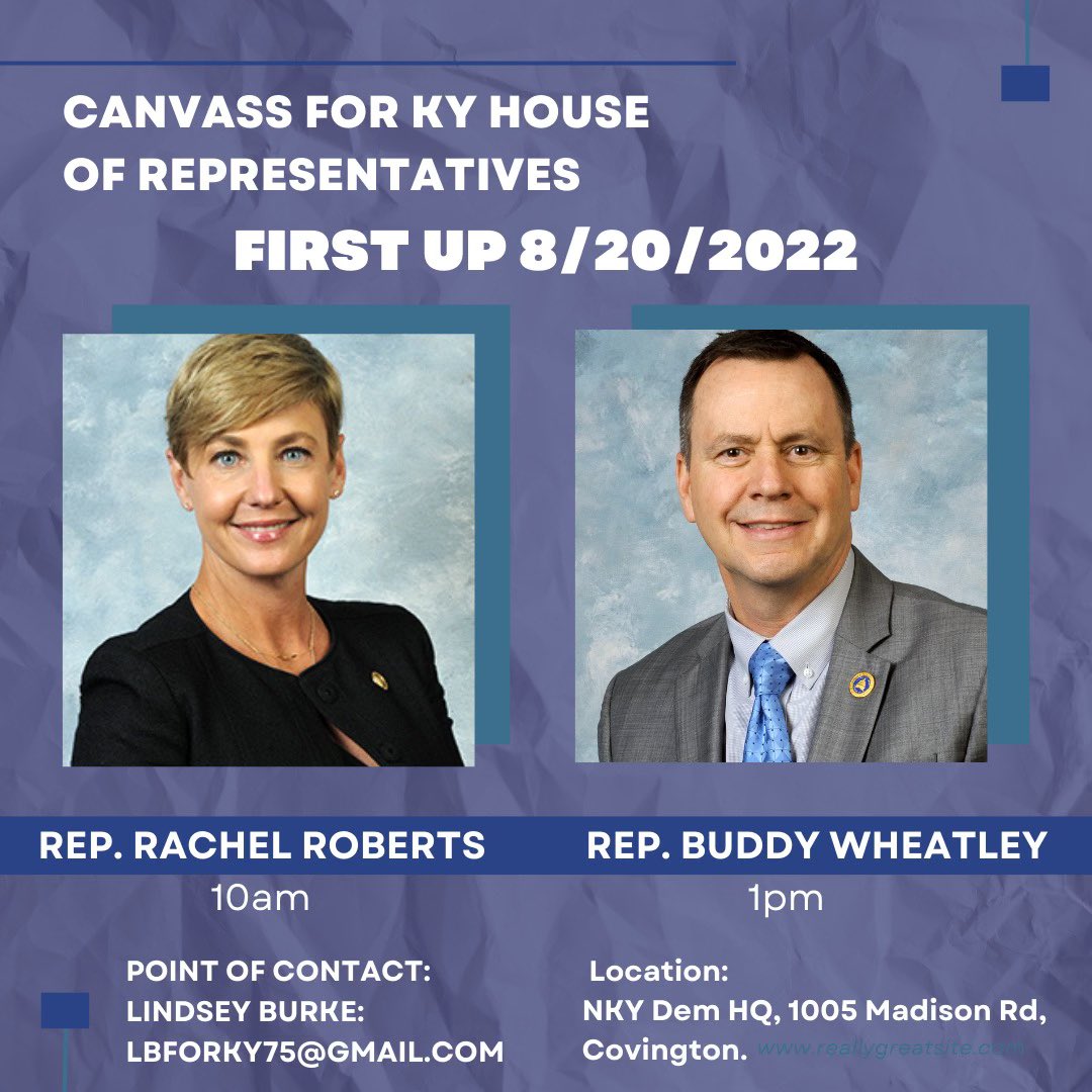 kyhdccc's tweet photo. We have several opportunities coming up to help @kyhousedems candidates. Up first, canvassing for @Rachel4KY and @buddywheatleyky https://t.co/Ok8WiQqNiZ