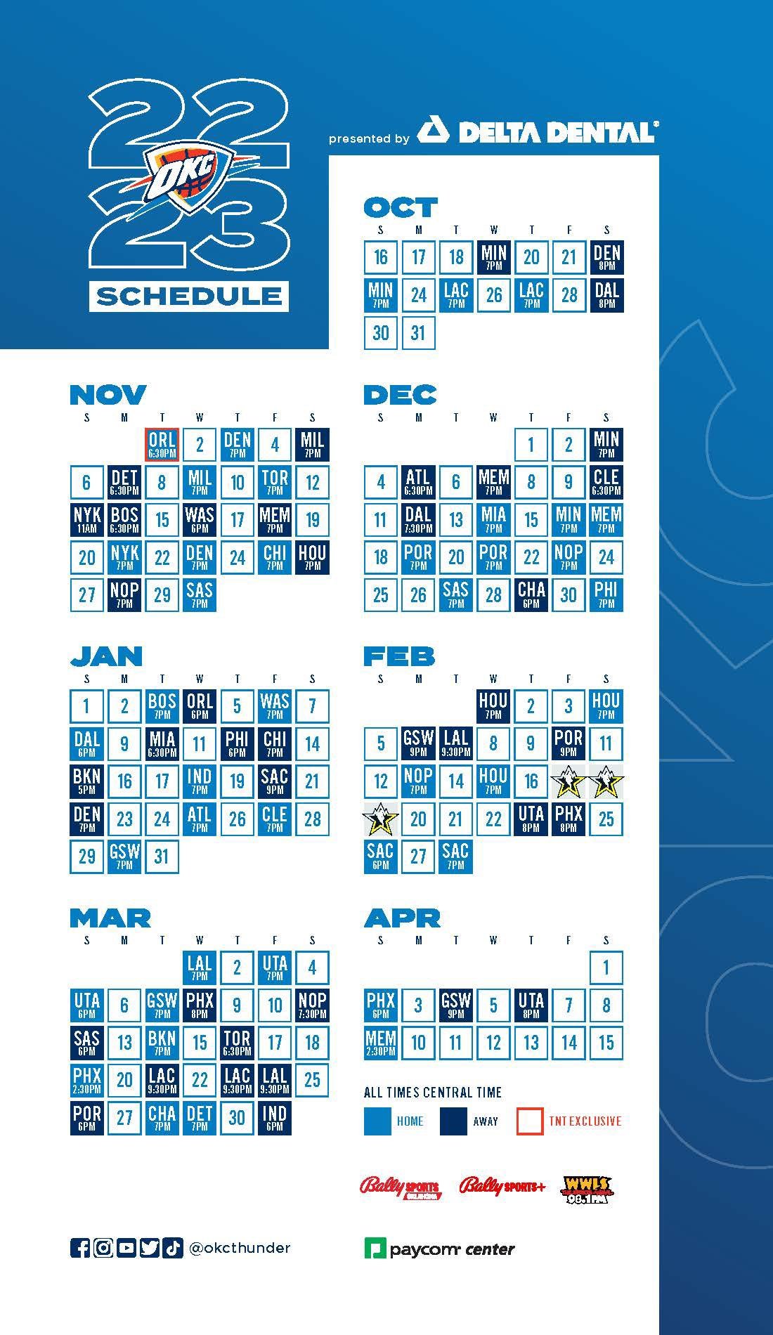 Full 202223 OKC Thunder schedule released