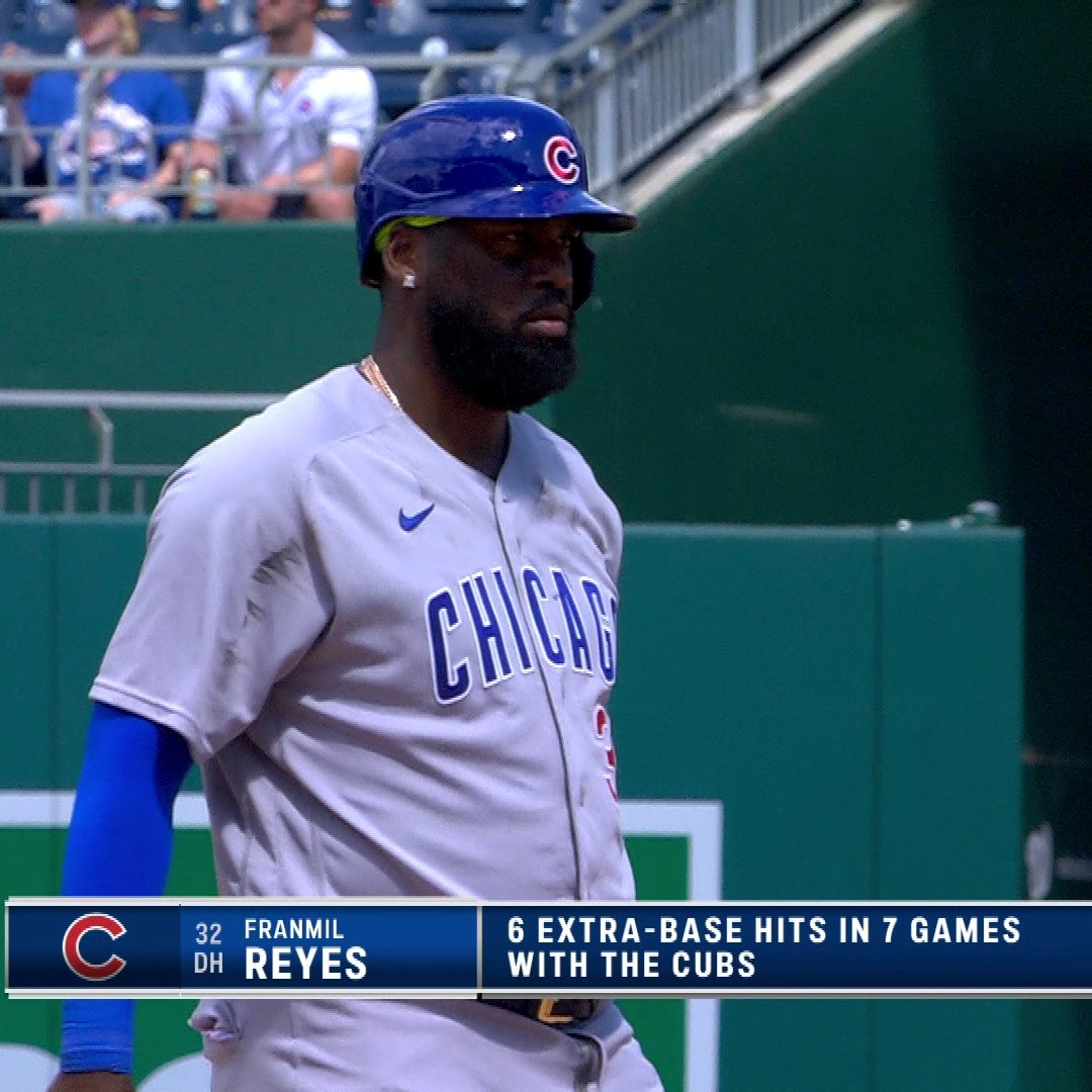WatchMarquee's tweet photo. Franmil Reyes has been on a tear since joining the @Cubs. https://t.co/yxi5tafhJq