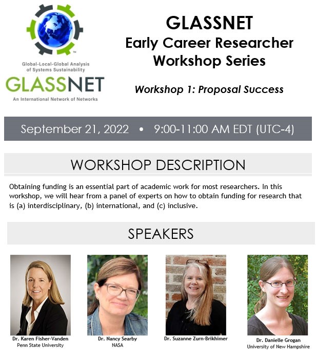 GlassnetNetwork's tweet photo. #GLASSNET Early Career Researcher Workshop Series
Workshop 1: Proposal Success
September 21, 9-11am EDT
Register: https://t.co/wM9JIuvWWn https://t.co/QndTzTpmXu