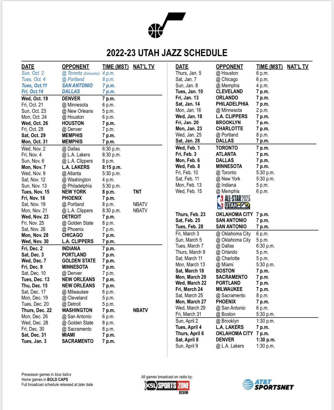 THE 2022-23 UTAH JAZZ SCHEDULE IS 𝐇𝐄𝐑𝐄