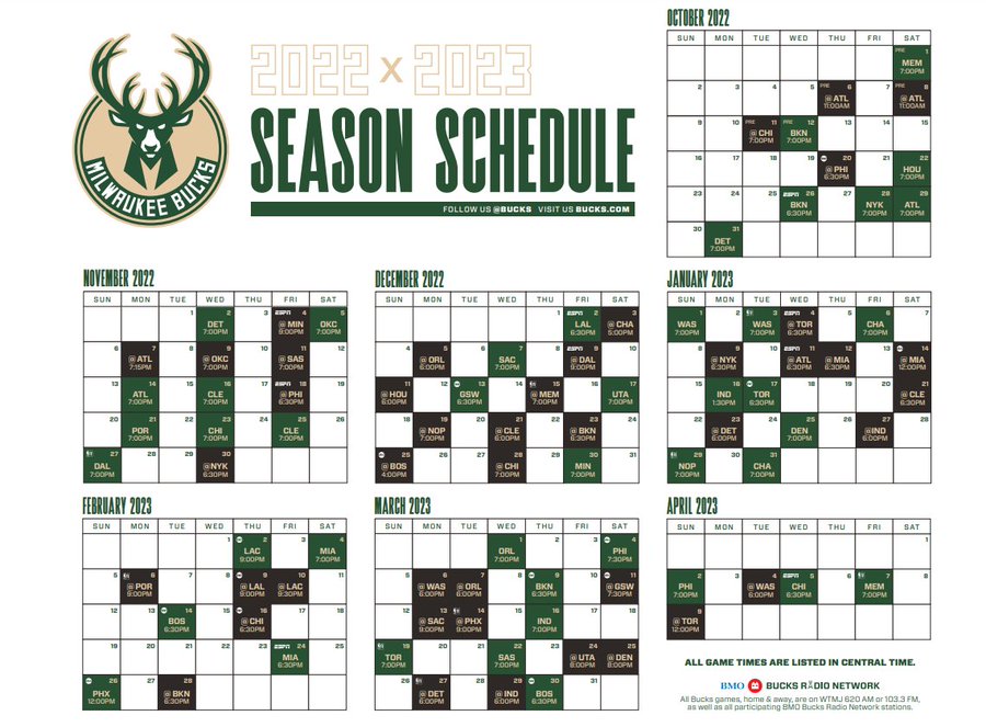 2022-23 Bucks schedule