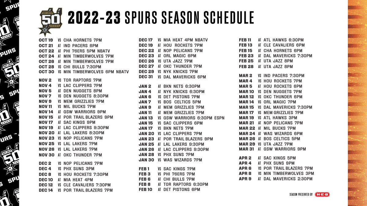 San Antonio Spurs' 2022-23 preseason full schedule, dates, times