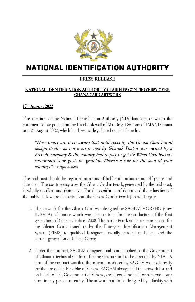OoooKuntu's tweet photo. National Identification Authority (NIA) clarifies controversy over Ghana Card Brand Design (Artwork)
#GhanaCard #DigiTimeInGh
#MOSquad https://t.co/YVU6SGLM3a
