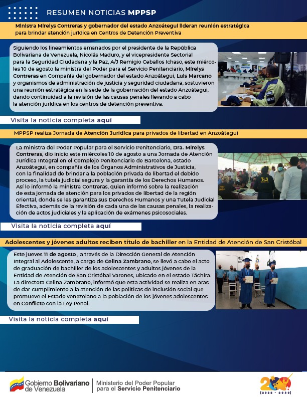 mppsp_vzla's tweet photo. #ResumenMPPSP 📰 || Encuentra la información más destacada sobre las actividades y proyectos ejecutados por el Ministerio del Poder Popular para el Servicio Penitenciario.
#MaduroPuebloTrabajador https://t.co/TRjetfXOrK