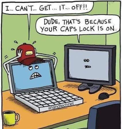 pwc_ottawa's tweet photo. Here's to #CAPSLOCKDAY WITH A GROANER OF A JOKE. 
#NOTYELLING #INTERNATIONALCAPSLOCKDAY2022 #typing #topicalpost https://t.co/wVgDfCDocf