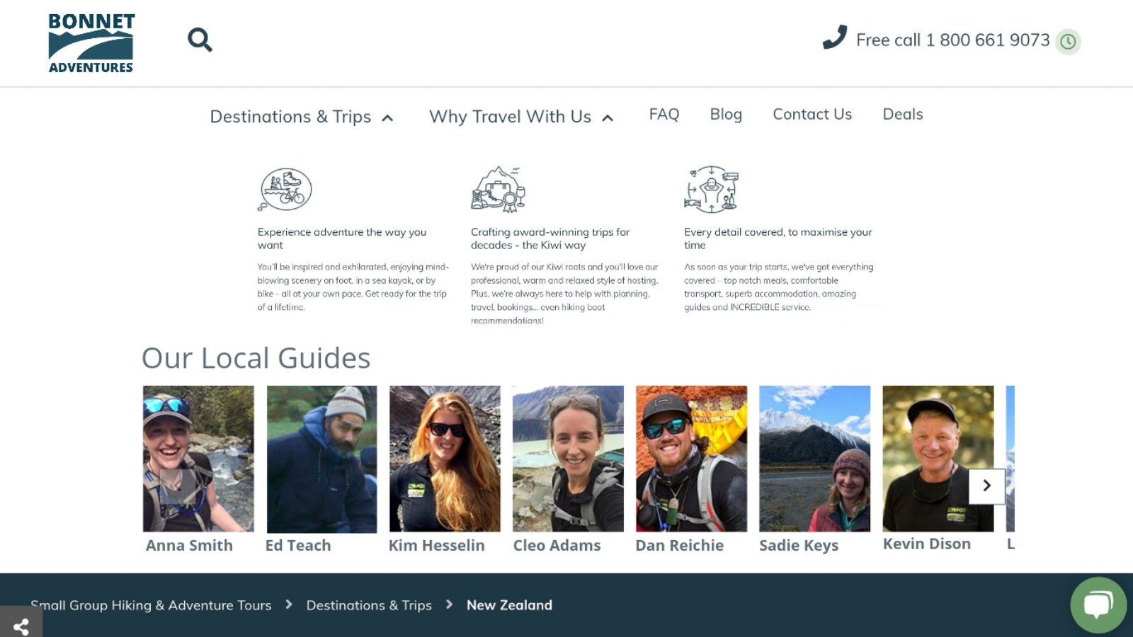 Bonnet Adventures tour guide page, depicting Edward Teach as a guide among others.