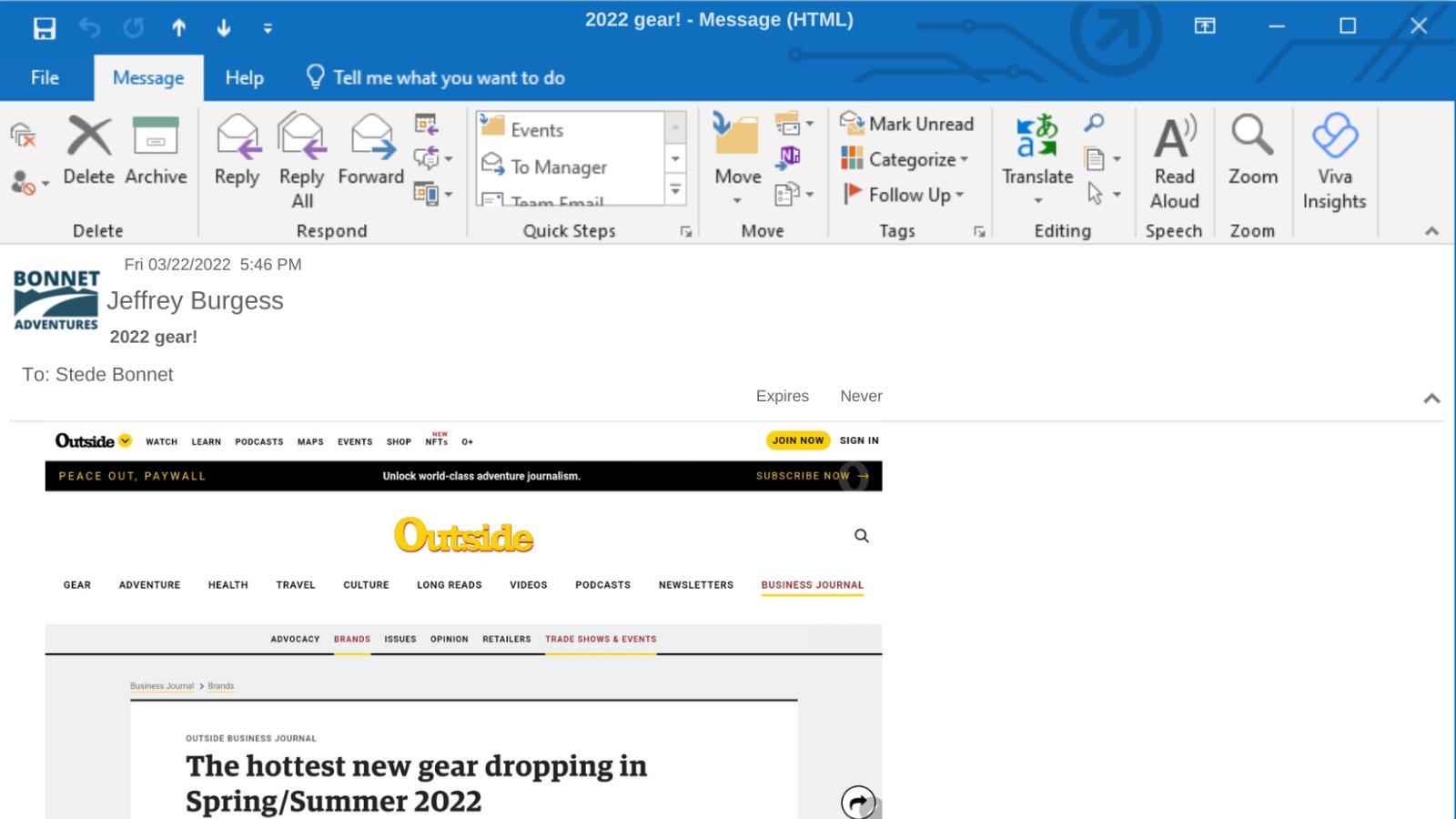 Website depicting top adventure tools for 2022