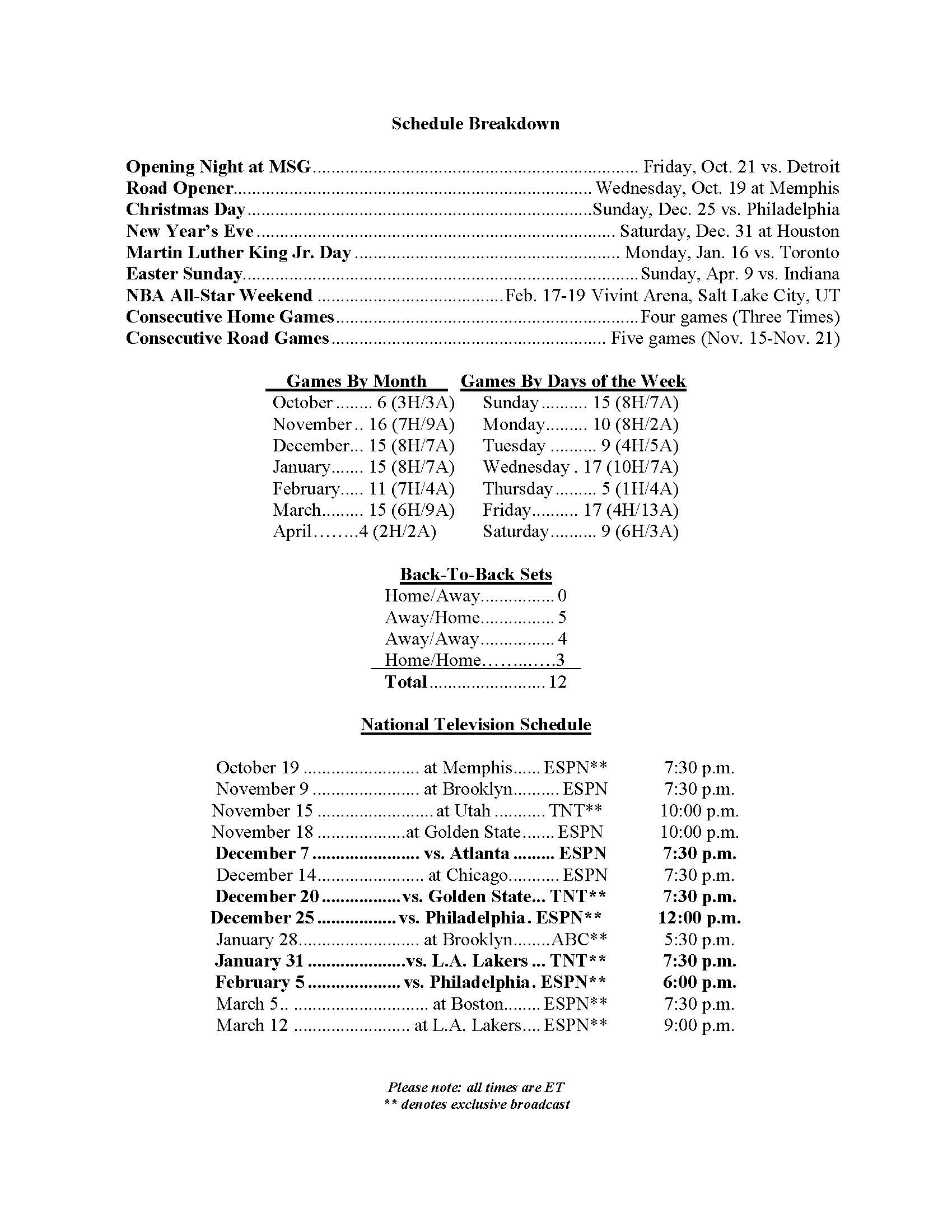 NY_KnicksPR on Twitter: "New York Knicks Announce 2022-23 Schedule https://t.co/iPpbgUt5yE