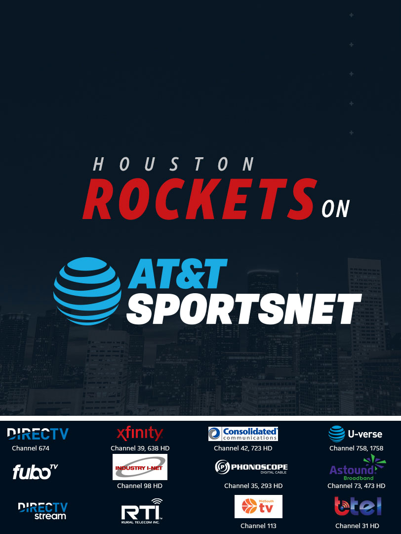 Space City Home Network (@spacecityhn) on Twitter photo Watch every <a href="/HoustonRockets/">Houston Rockets</a> game on AT&T SportsNet!
Pregame and Post Game Shows with <a href="/KevinEsch1/">Kevin Eschenfelder</a>, <a href="/CalvinMurphyHOF/">Calvin Murphy</a> and <a href="/marioelie1/">mario elie</a>
<a href="/ca_rockets/">Craig Ackerman</a>, <a href="/TheRyanHollins/">Ryan Hollins</a> and <a href="/cayleighgriffin/">Cayleigh Griffin</a> with all the exciting game coverage this season
Find your TV provider⬇️
southwest-attsn.att.com/channel-finder/ Watch every <a href="/HoustonRockets/">Houston Rockets</a> game on AT&T SportsNet!
Pregame and Post Game Shows with <a href="/KevinEsch1/">Kevin Eschenfelder</a>, <a href="/CalvinMurphyHOF/">Calvin Murphy</a> and <a href="/marioelie1/">mario elie</a>
<a href="/ca_rockets/">Craig Ackerman</a>, <a href="/TheRyanHollins/">Ryan Hollins</a> and <a href="/cayleighgriffin/">Cayleigh Griffin</a> with all the exciting game coverage this season
Find your TV provider⬇️
southwest-attsn.att.com/channel-finder/
