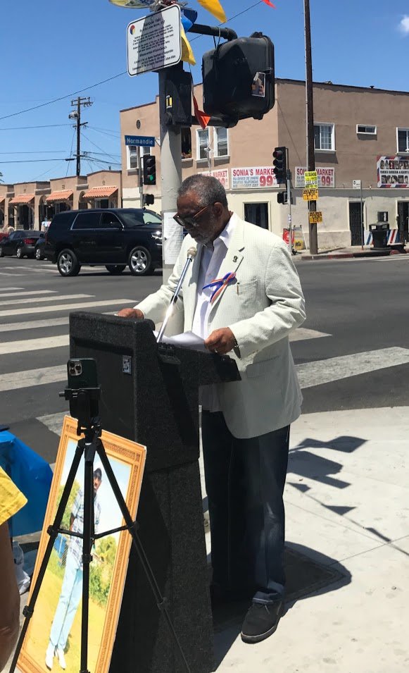 Jammie was remembered with a #RainbowHalo. He was hit and killed by a driver who did. His sister and other family members spoke about their brother. This part of Los Angeles has way too many pedestrians struck by speeding and distracted drivers. #EndTrafficViolence