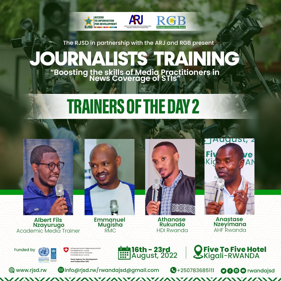 sammycelestn's tweet photo. #RwOT #JournalistsTraining2022
@rwandajsd would like to express gratitude to @AlbertFilsNzayu, @RMC_Rwanda, @HDIRwanda & @ahfrwanda for upskilling today!
Local journalists have gained more knowledge about #ReproductiveHealth #STIs prevention and professional health reporting https://t.co/dzxKesvRcj