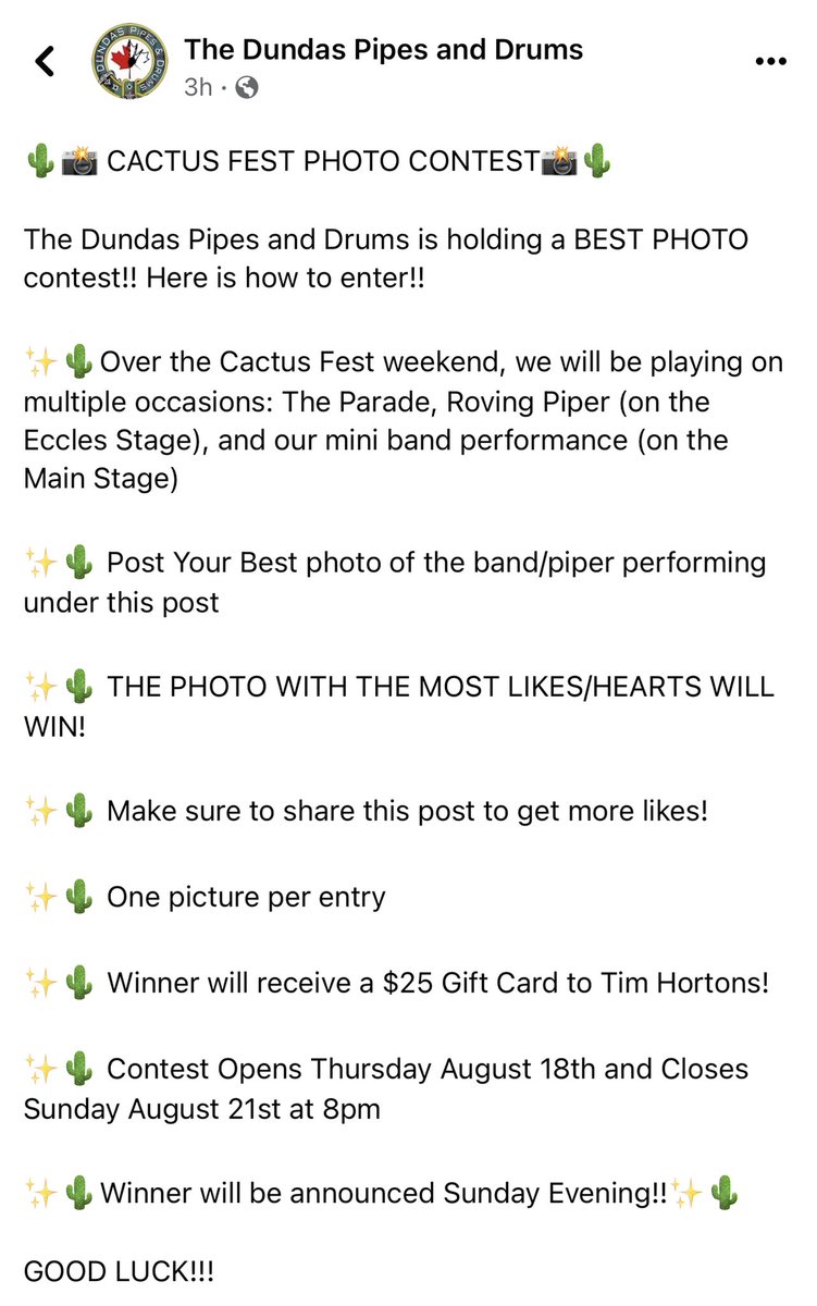 DundasPipeBand's tweet photo. CONTEST TIME!!!!! https://t.co/8Vpwlgccrn