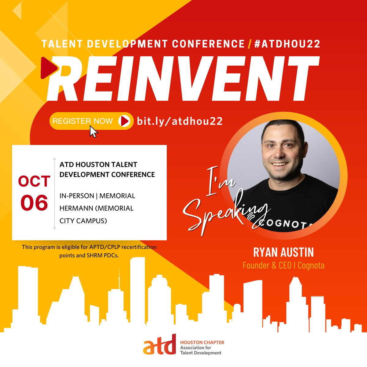 Fernando Sanchez Arias (@fsanchezarias) on Twitter photo I’m speaking at the <a href="/ATDHouston/">ATD Houston #ATDHou22</a> #TalentDevelopment Conference on Oct 6th! ‘Reinventing L&D Operations: How to Run L&D Like a Business,’
Join us for an amazing conference to REINVENT your skills. For information + registration: bit.ly/atdhou22.
#ATDHOU22 I’m speaking at the <a href="/ATDHouston/">ATD Houston #ATDHou22</a> #TalentDevelopment Conference on Oct 6th! ‘Reinventing L&D Operations: How to Run L&D Like a Business,’
Join us for an amazing conference to REINVENT your skills. For information + registration: bit.ly/atdhou22.
#ATDHOU22
