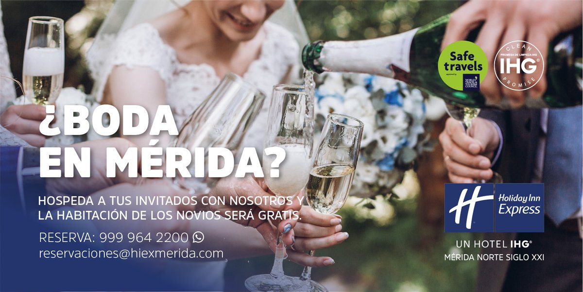 hiexmerida's tweet photo. Tu boda en Mérida se disfruta más en #HolidayInnExpress, hospeda a tus invitados con nosotros y tu habitación de #NocheDeBodas será gratis. 
Reserva ahora 👉 https://t.co/1SmHDpfyjP
Contáctanos: 999 964 2200
Nuestras promociones: https://t.co/yUAejPK1Q7 https://t.co/17SYhkkMrV