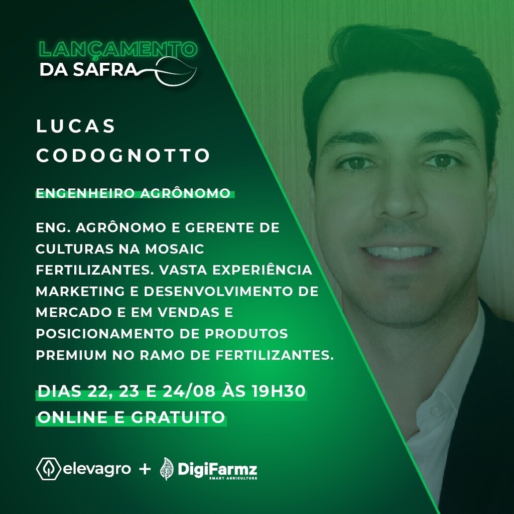 elevagro's tweet photo. Lucas Codognotto é um dos palestrantes do Lançamento da Safra! Inscreva-se em: https://t.co/OrgYXj69bQ https://t.co/SVWx555qc6