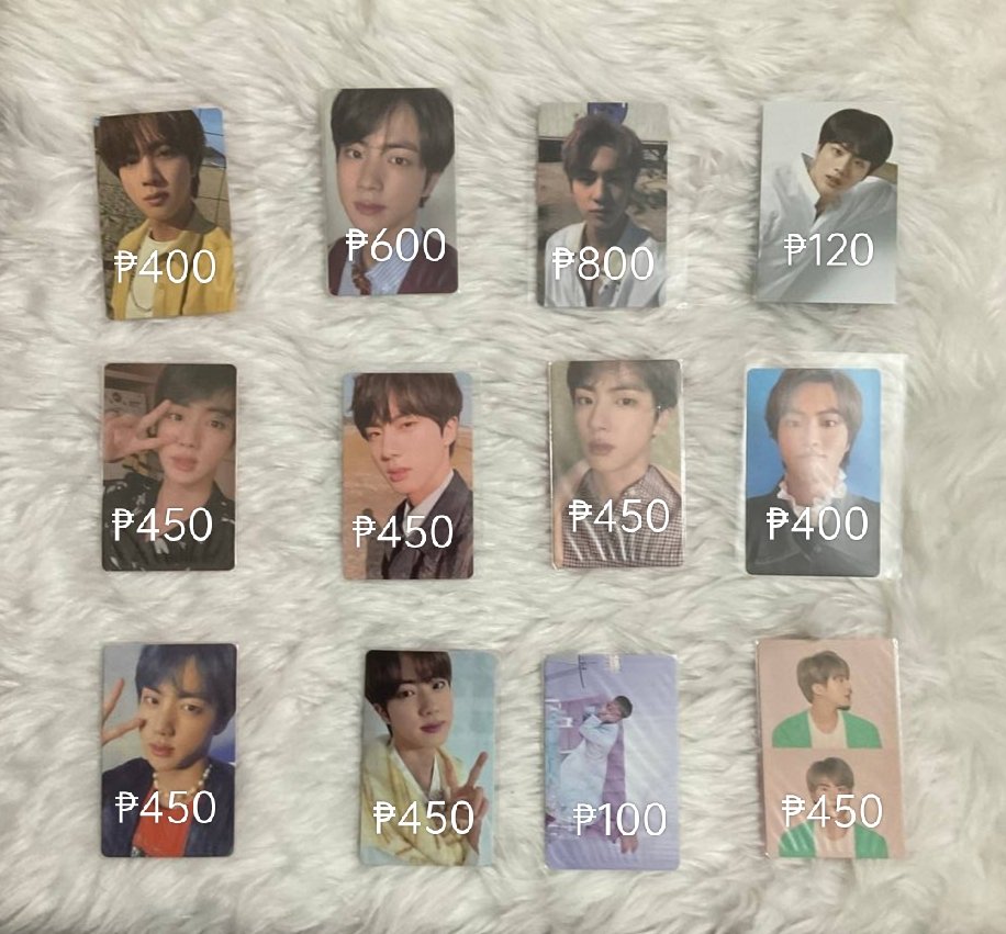 merchandiseify_'s tweet photo. 🛒 #merchandiseifyph_carts 🛒
 
WTS LFB BTS JIN PHOTOCARDS
 
 ヽselling as tingi
 ヽprio payo
 ヽdo not claim if sensitive
☻ rcbyt: https://t.co/PjjVFMMYj2
↳ SEE PICTURE for prices
 
𖥻 bts seokjin butter be essential deluxe vt lucky draw m2u pst ld tear mots persona mots7 https://t.co/SWRCOqLxZy
