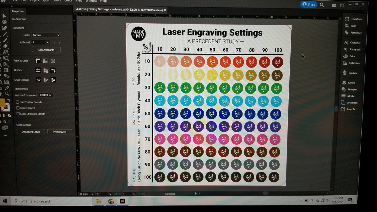 Looking to take advantage of <a href="/epiloglaser/">Epilog Laser</a>'s color selector functionality in their dashboard software to help create a new precedent study for my student creators. Each color can be assigned specific #lasercutter settings... but 100 is A LOT of colors! :-) #MakerEd #makerspace