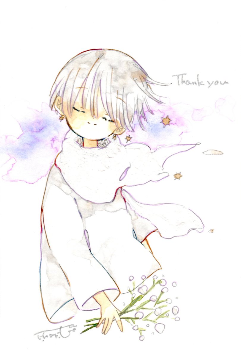 「thank youポストカードのイラストデータweb展示内で配布してます〜よけれ」|針子🦔のイラスト