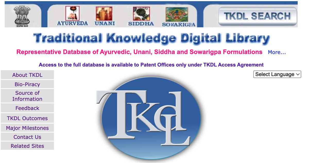 Cabinet approves widening access of the #TraditionalKnowledge #DigitalLibrary (#TKDL) #database to users, besides #patent offices

'Access would be through a paid subscription model with a phase-wise opening to national and international users.'

pib.gov.in/PressReleasePa…