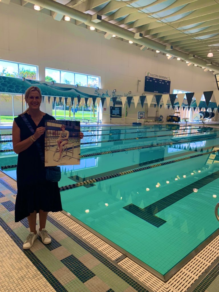We were honored to welcome back one of the fastest Falcons back to the pool today with her family.  Wall of Fame Honoree Julie (Watts) Klein ‘85 records still are cemented into our boards. Joined by her parents (Perry Township graduates) and her very proud son!  #falconalumni