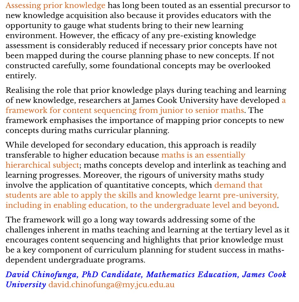 KiftSally's tweet photo. This week in my CMM Series @SRMatchett
@jcu Chinofunga
UG #StudentSuccess in maths edu
👇Use 2ndary school framework 4 maths sequencing frm junior 2 senior sch
Maths is hierarchical: so
-Map prior knowledge
-Interlink concepts
-Apply pre-uni maths literacy
https://t.co/rCU6H7E6L8 https://t.co/LlY20X2JHP