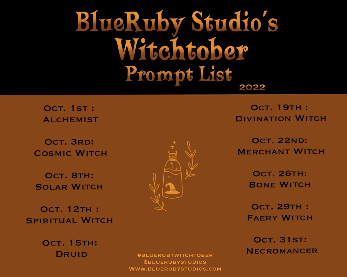 BlueRubyStudios's tweet photo. Getting a head start!

Please feel free to use these lists and share, just tag me in your art so I can fangirl 🥰

#artober #drawtober #witchtober #Inktober #artprompts #bluerubywitchtober #bluerubydrawtober https://t.co/cB3Jjcx5By