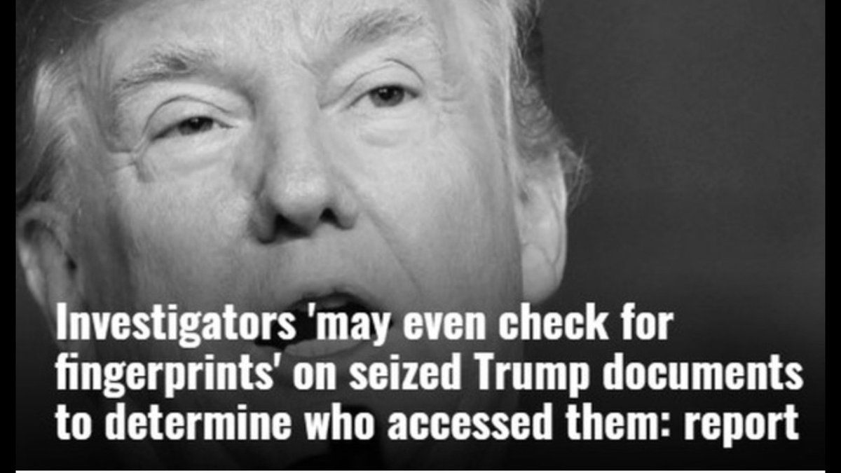 PamBaker1414's tweet photo. FBI CHECKING 4 FINGER PRINTS ON ALL TOP SECRET DOCUMENTS TAKEN FROM TRUMPS MARLARGO PALACE! WONDER WHO MAY HAVE HANDLED THOSE TOP SECRET DOCUMENTS? WAS TRUMP GOING 2 SELL $ OUR SECRETS? WHY DIDN'T HE RETURN THEM WHEN ASKED TO? WHY DID KUSHNER GET 2 BILLION FROM SAUDI PRINCE?#VB22 https://t.co/ahyO5f56Bn