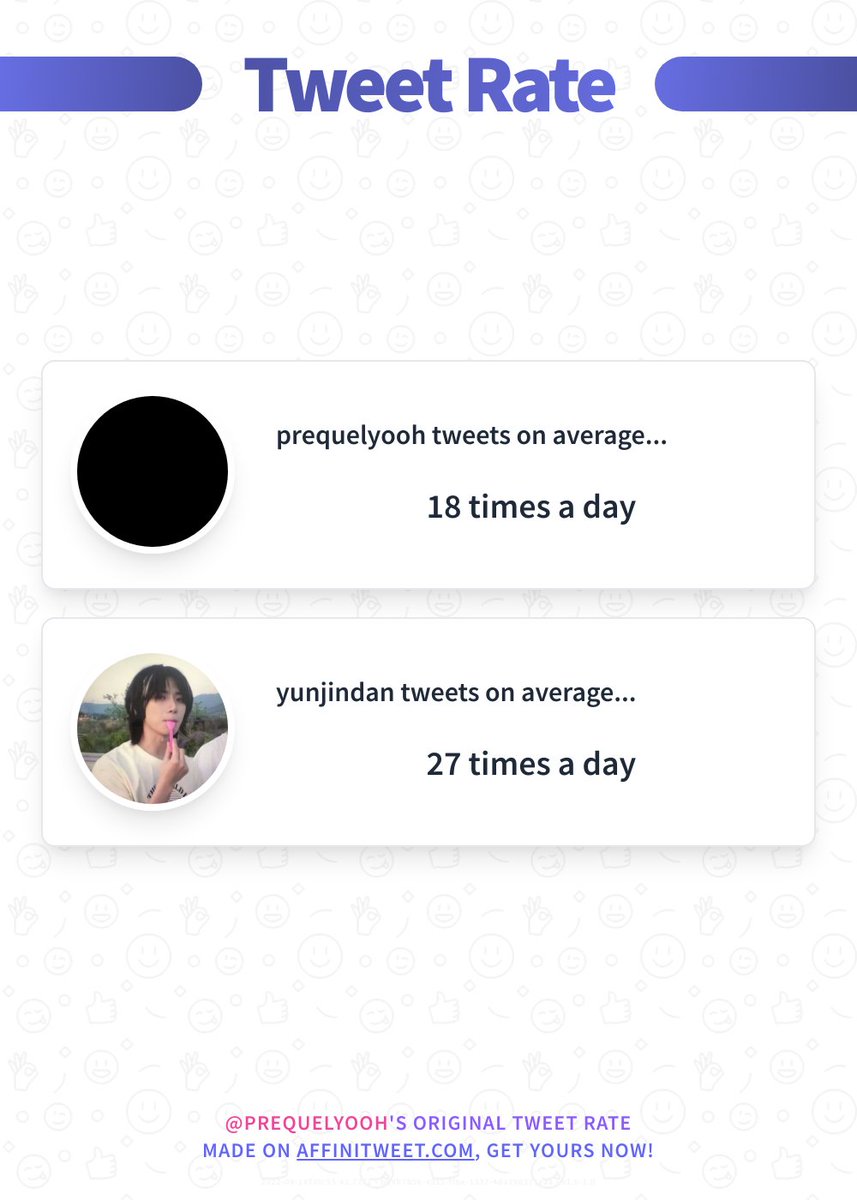 prequelyooh's tweet photo. ✨ Tweet Rate 

prequelyooh tweets on average... 18 times a day
yunjindan tweets on average... 27 times a day

➡️ https://t.co/uPklPM7Nt3 https://t.co/g7MEMyBoDW