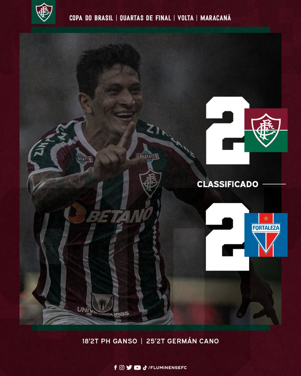 FluminenseFC's tweet photo. FIIIIIIM DE JOGOOOOOOO! PH GANSO E GERMAN CANO MARCAM OS GOLS DO EMPATE E O FLUMINENSE ESTÁ NA SEMIFINAL DA COPA DO BRASIL! https://t.co/lhaxi2vvBu