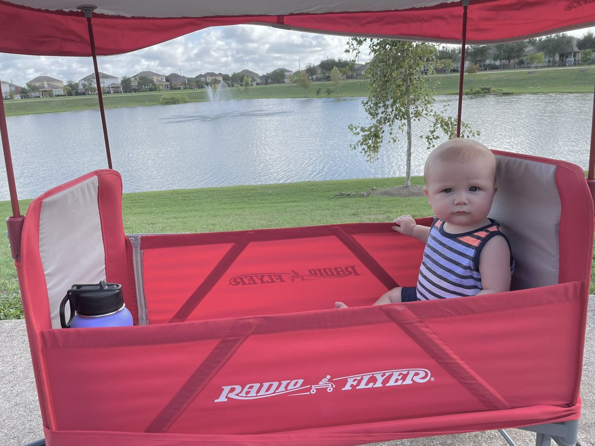TeachLoveToday's tweet photo. I can never get on my knees enough to thank The Lord for the privilege to stay home with this love bug. We learn and grow so much each day together. This is how our morning started, a nice wagon ride and saying ‘Hello’ to our duck friends. Can you tell it to was nap time. ❣️ https://t.co/PhlUoOwCWh