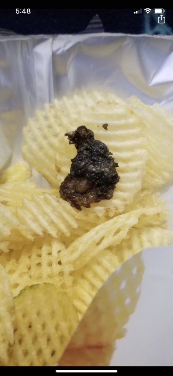 jenniferblake's tweet photo. My brother's birthday is today, so he went to @ChickfilA for lunch in #Douglasville #GA and this was in his waffle chips. I see a BEAK. https://t.co/JOKI6PCznu