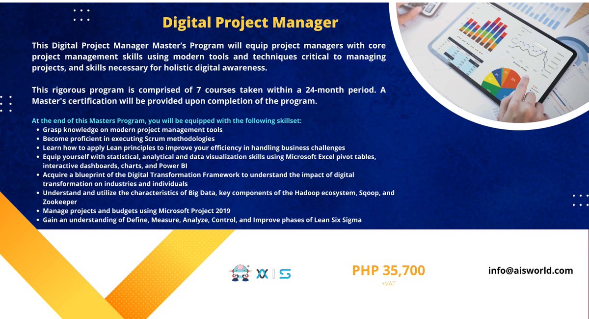 NXTAISINC's tweet image. Your role as a project manager is to leverage unique skillsets to be digitally aligned to the needs of each organization.

Don’t fall behind enroll in this Digital Project Manager course now!
#nxtaisinc #masterscourse