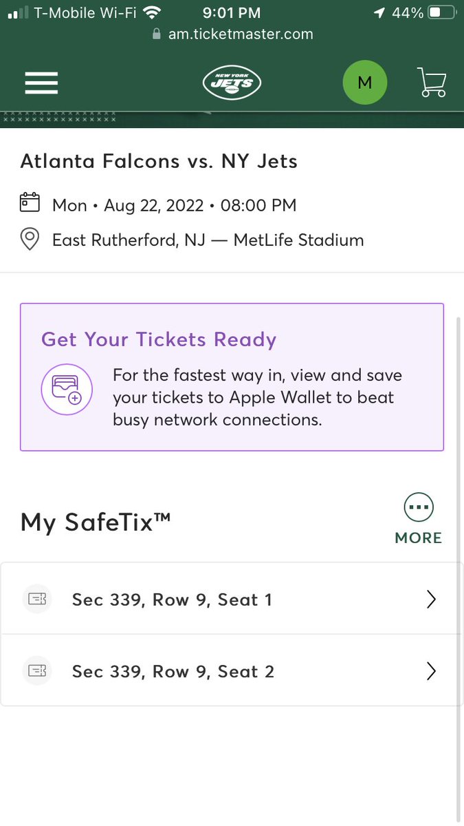 Mikey_Mele15's tweet photo. THANK YOU @Bklyn929 &amp; the #JetsLounge FOR THE TICKETS!!! Last few times I’ve went to MetLife they’ve been for giants games sadly lol. My uncle gets them from his job every year. Haven’t see the jets play live in years, thank you!! #TakeFlight https://t.co/km2gLaUa8R